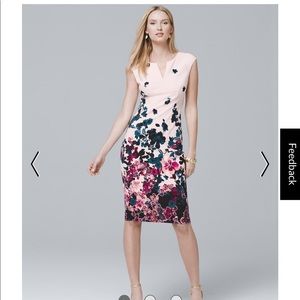 WHBM pink floral sheath dress, sz 2